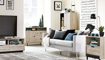 family room furniture including credenza and end table