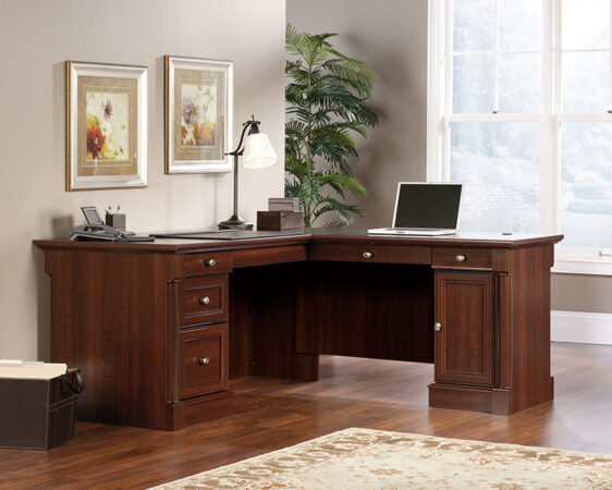 Sauder Palladia L Shaped Desk 413670 Select Cherry