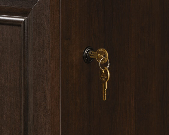 Sauder 415978 File Cabinet With Four Drawers Key Lock In Cinnamon Cherry Finish 