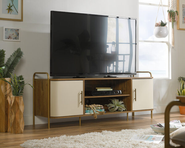 Sauder Coral Cape® Mid-Century Modern TV Credenza with Doors