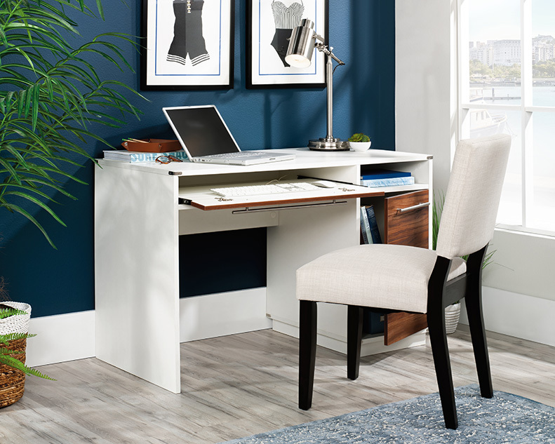 Shop our Modern L-Shaped Desk with Gold Frame by Sauder