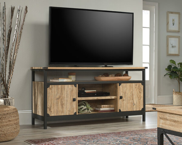 Sauder Steel River® Industrial Metal & Wood TV Credenza with Doors