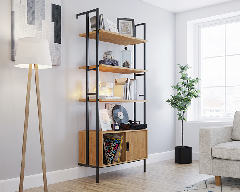 Sauder New Hyde 4 Shelf Wall mounted Bookcase with Door 426436
