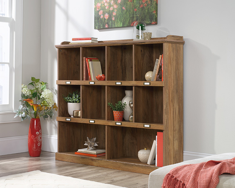 Sauder 9-Cube Storage Bookcase — Spring Maple Finish, Versatile Cubby Organizer