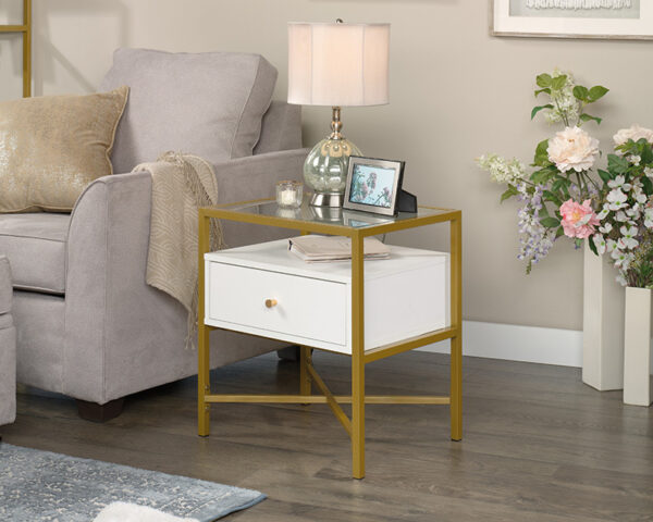 Sauder Harper Heights™ Contemporary Glass Top Side Table with Storage