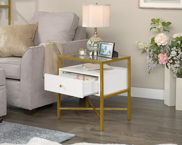 Sauder Harper Heights™ Contemporary Glass Top Side Table with Storage - Image 2