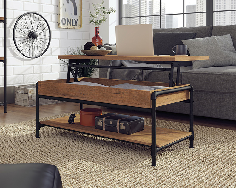 Sauder Iron City® Industrial Pipe LiftTop Coffee Table 427122