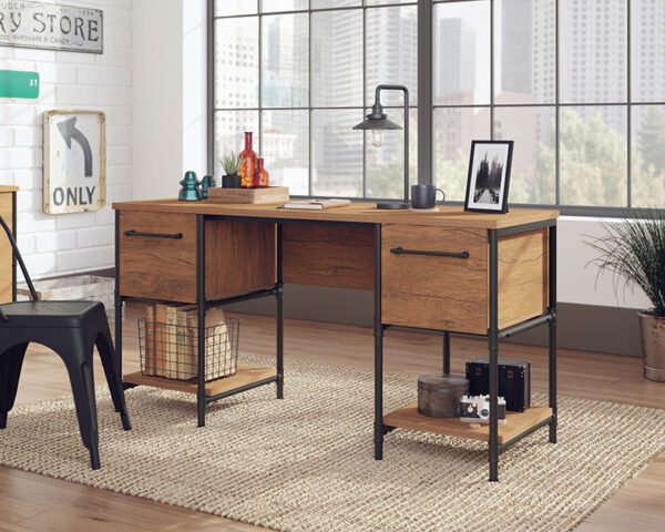 Sauder Iron City® Industrial Double Pedestal Office Desk