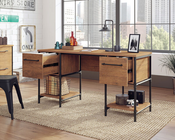 Sauder Iron City® Industrial Double Pedestal Office Desk - Image 2