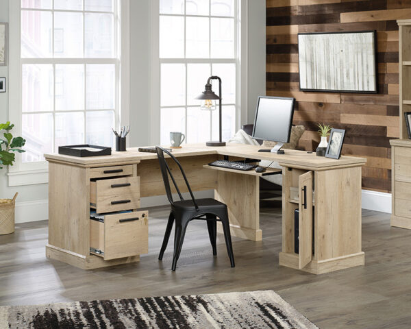 Sauder Aspen Post® Prime Oak L-Shaped Desk with Storage - Image 2
