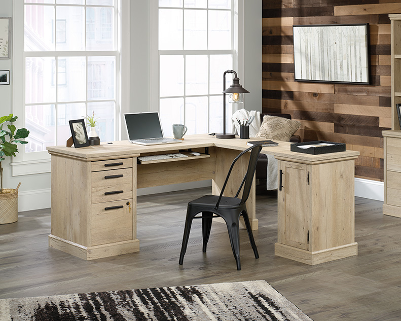 Sauder Aspen Post Prime Oak L Shaped, Prime Oak L Shaped Desk With Storage