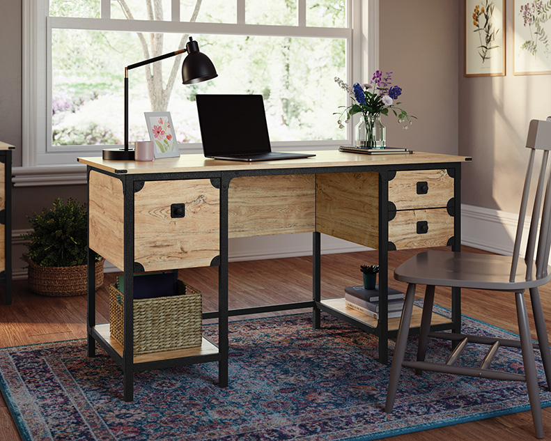 Sauder Steel River® Milled Mesquite Small Desk with Drawers