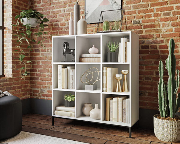 Sauder North Avenue® White 9-Cube Cubby Organizer Bookcase