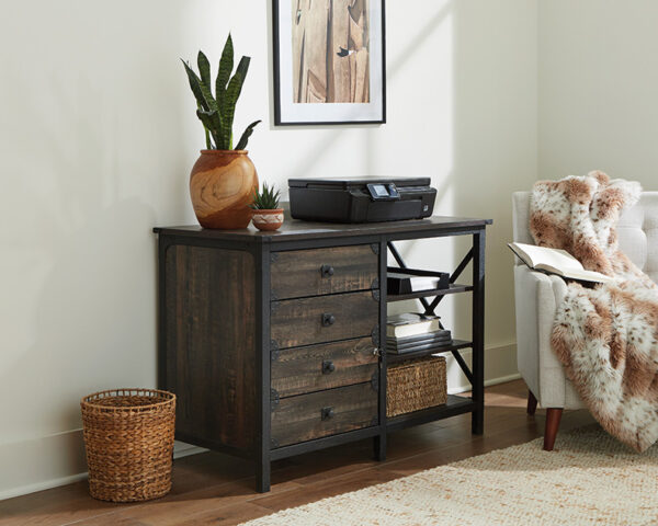 Sauder Steel River® Industrial Metal & Wood Credenza with Drawers