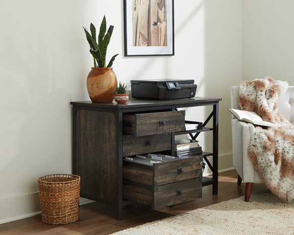 Sauder Steel River® Industrial Metal & Wood Credenza with Drawers - Image 2