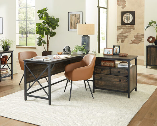 Sauder Steel River® Wood and Metal L-Desk with Drawers