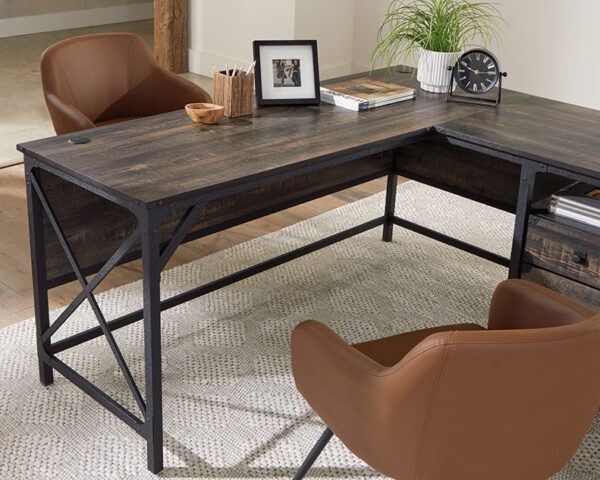 Sauder Steel River® Wood and Metal L-Desk with Drawers - Image 5