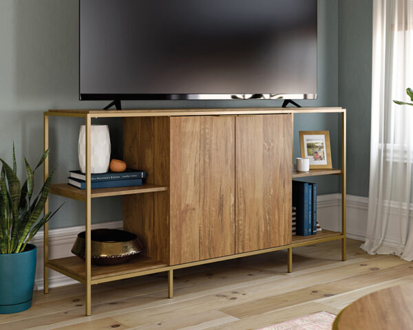 Sauder International Lux Modern TV Credenza in Sindoori Mango
