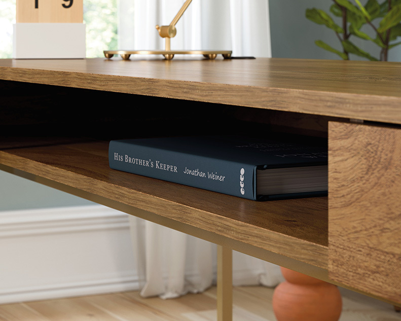 Modern L-Shaped Desk with Gold Frame