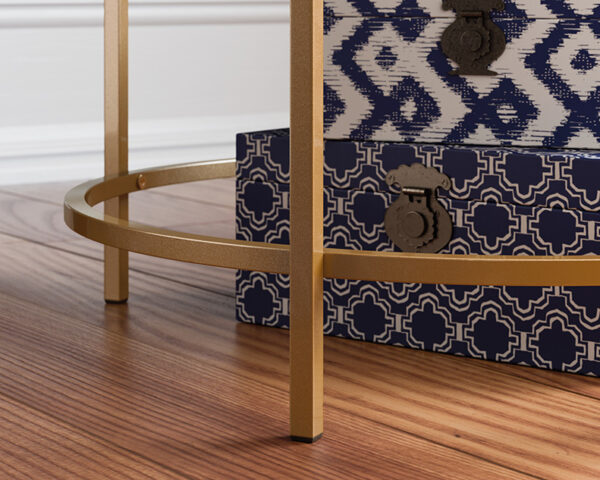 Sauder International Lux Wood & Metal Side Table in Deco Stone Finish - Image 2