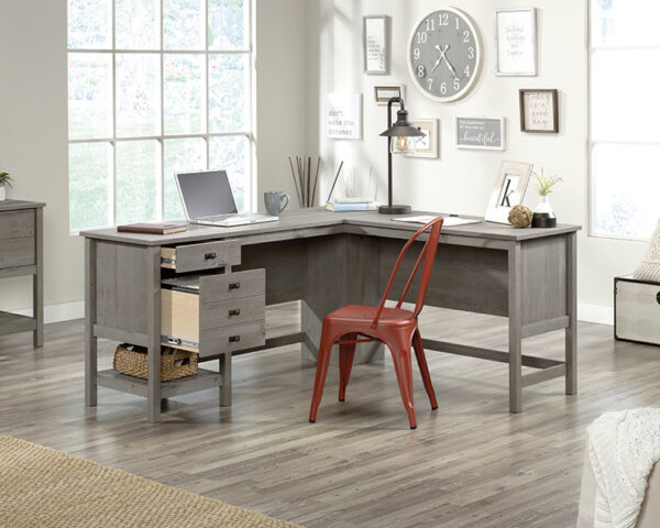 Sauder Cottage Road® Wood L-Shaped Desk in Mystic Oak Finish - Image 2