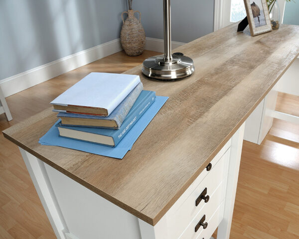 Sauder Cottage Road® White L-Shaped Desk with Oak Finished Top - Image 4
