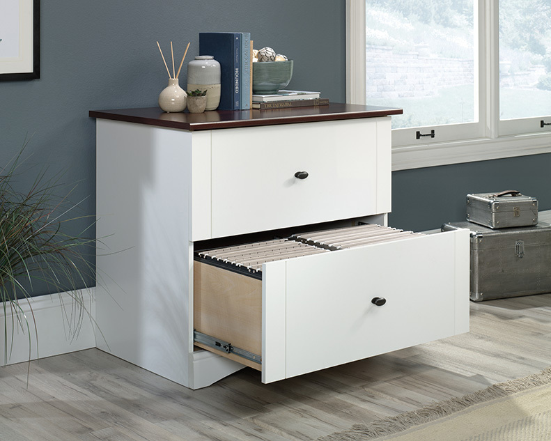 Sauder Select White Lateral File with Cherry Accent 429451