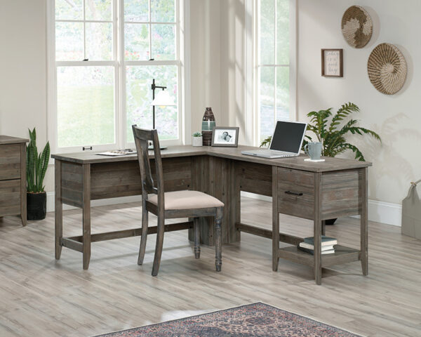 Sauder Summit Station® L-Shaped Desk with Storage in Pebble Pine