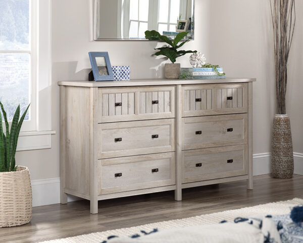 Sauder Costa 6-Drawer Dresser in Chalked Chestnut
