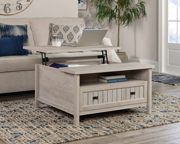 Sauder Costa Lift-Top Coffee Table in Chalked Chestnut