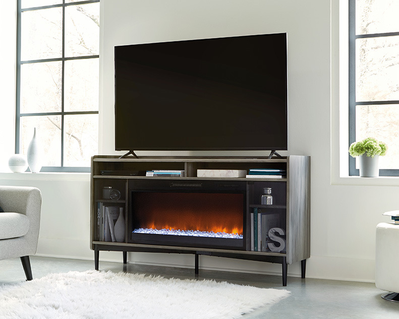Sauder Harvey Park® Fireplace TV Credenza with Glass Doors 428056