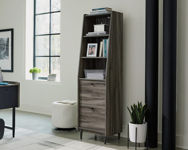 Sauder Harvey Park® Modern 3-Shelf Narrow Bookcase with Drawers