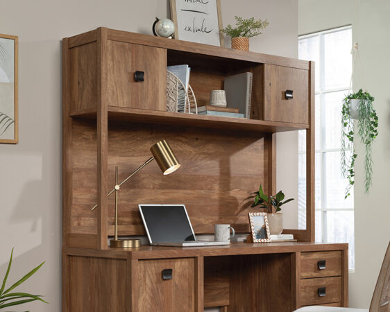 Sauder Cannery Bridge Desktop Hutch with Doors in Sindoori Mango