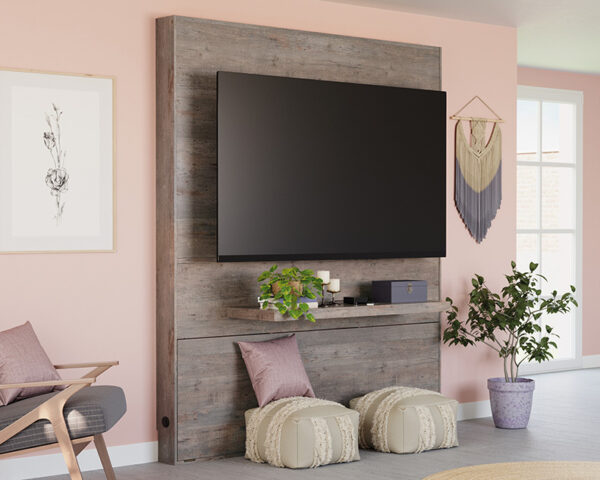 Sauder Steel River® Entertainment Wall in Weathered Wood