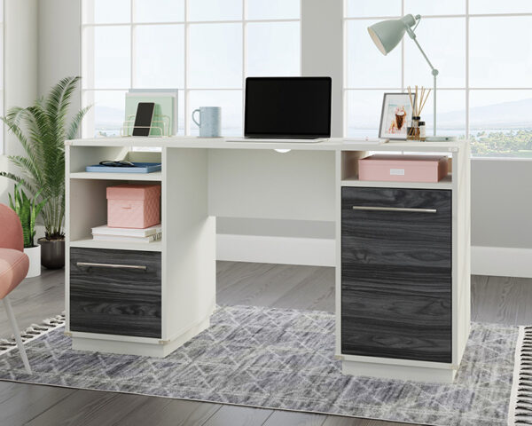 Sauder Vista Key® Double Ped Desk in Pearl Oak & Misted Elm