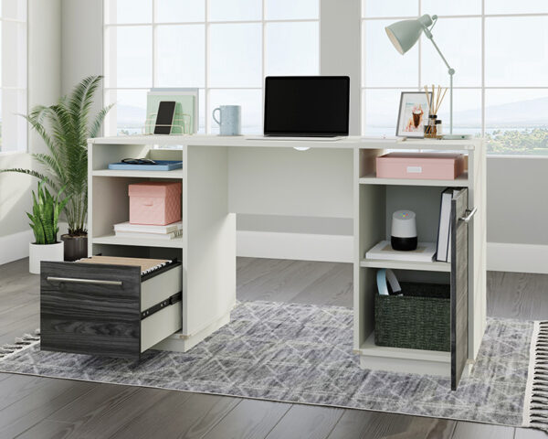 Sauder Vista Key® Double Ped Desk in Pearl Oak & Misted Elm - Image 2