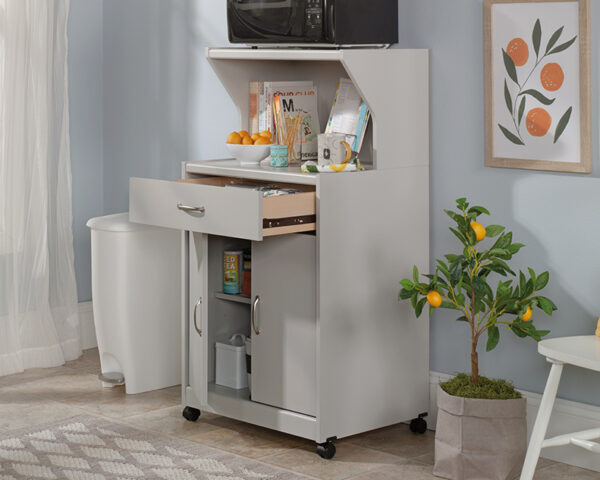 Sauder Select Microwave Kitchen Cart in Modern Grey - Image 2