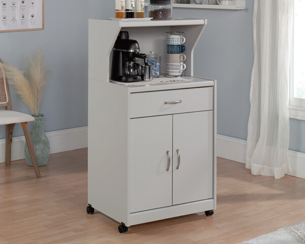 Sauder Select Microwave Kitchen Cart in Modern Grey - Image 3