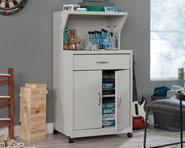 Sauder Select Microwave Kitchen Cart in Modern Grey - Image 4