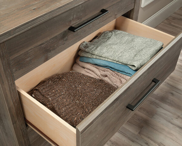 Sauder Summit Station® 4-Drawer Rustic Dresser in Pebble Pine - Image 5
