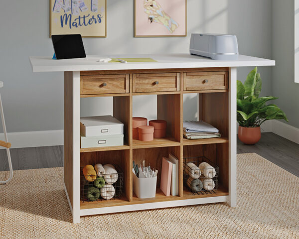 Sauder Craft Pro Series® Work Table with Drawers in Sindoori Mango