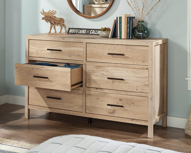 Sauder Pacific View® 6-Drawer Bedroom Dresser in Prime Oak 433563