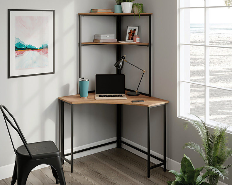 Sauder Corner Desk with Hutch in Sindoori Mango 429623