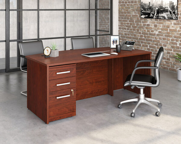 72" x 36" 1-File Single Ped Bowfront Desk