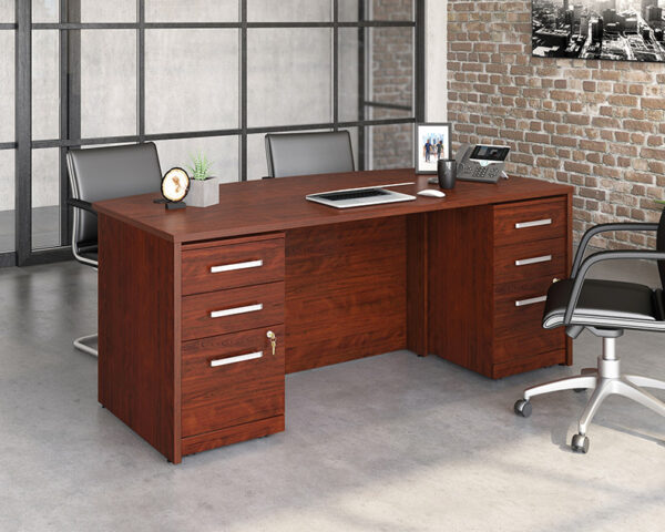 72" x 36" 2-File Double Ped Bowfront Desk
