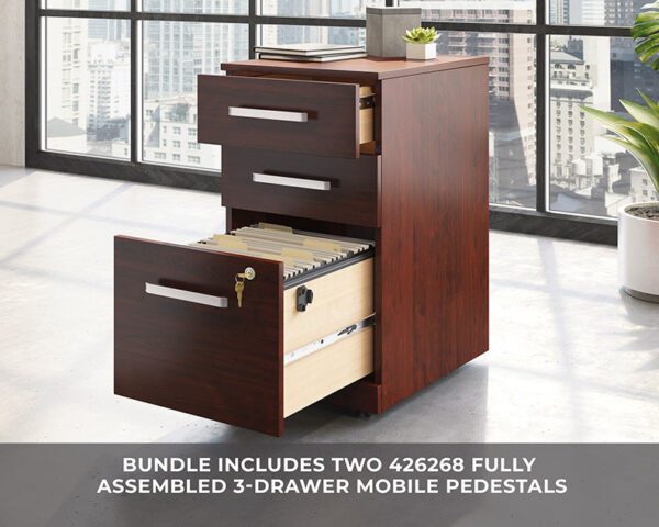 72" x 36" 2-File Double Ped Bowfront Desk - Image 3