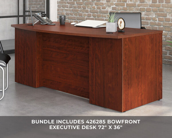 72" x 36" 2-File Double Ped Bowfront Desk - Image 2