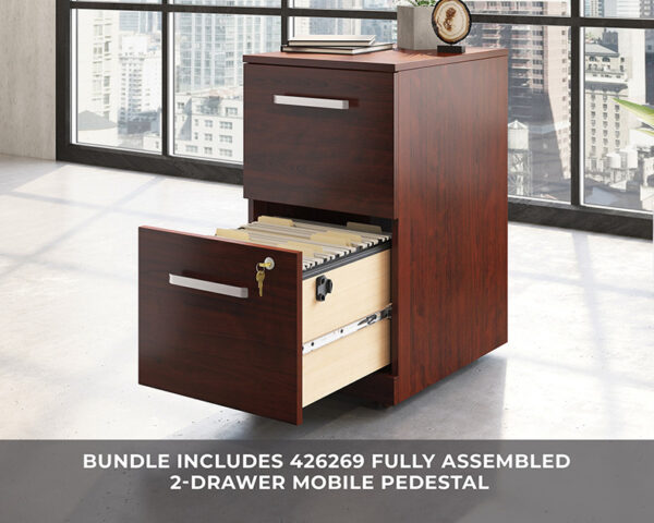 72" x 36" 2-File Single Ped Bowfront Desk - Image 3