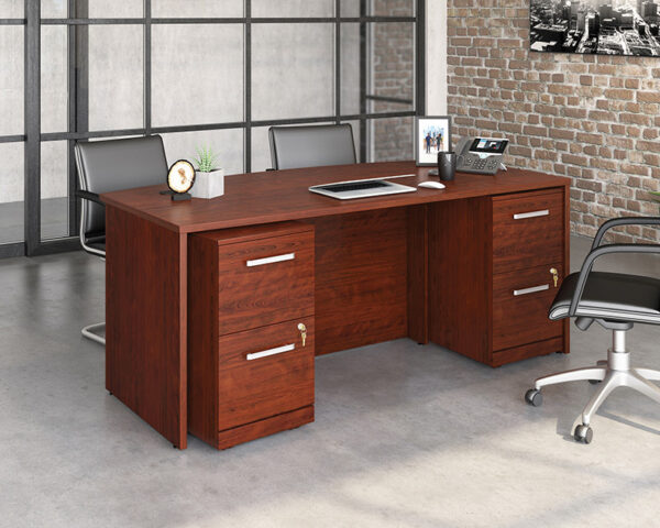 72" x 36" 4-File Double Ped Bowfront Desk