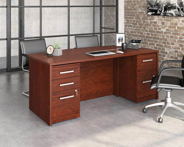 72" x 36" 3-File Double Ped Bowfront Desk